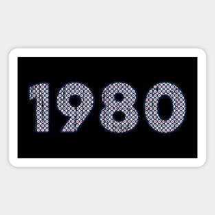 40th Birthday 1980 Mod Roundel Retro Gift - White Magnet